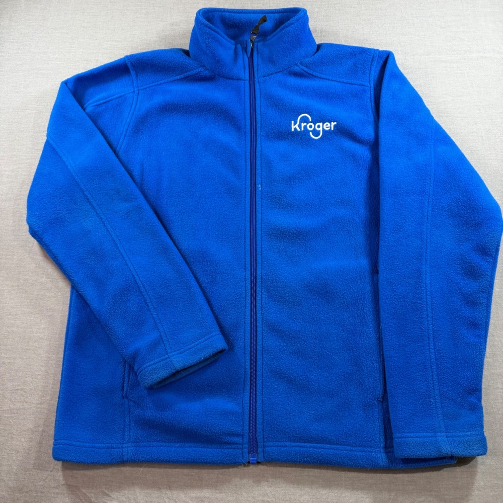 Core 365 Fleece Jacket Mens Small Blue Excellent Kroger Logo Full Zip Workwear